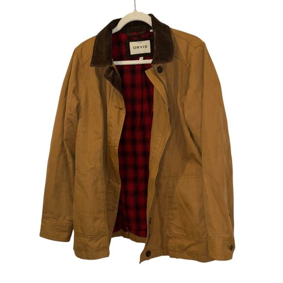 Orvis Tan Utility Jacket with Brown Collar - Picture 1 of 5